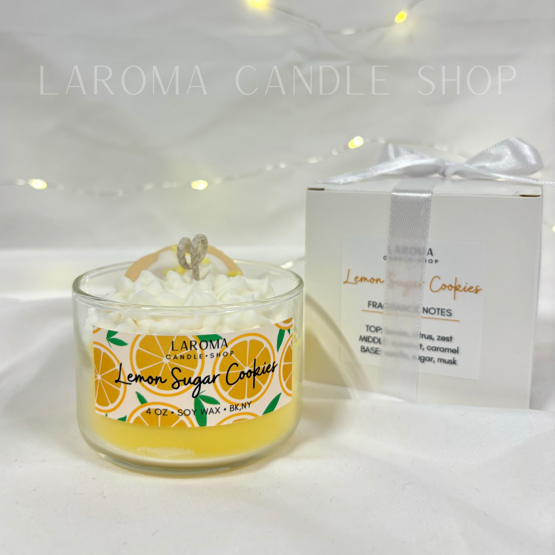 lemon dessert candle, whipped dessert candle