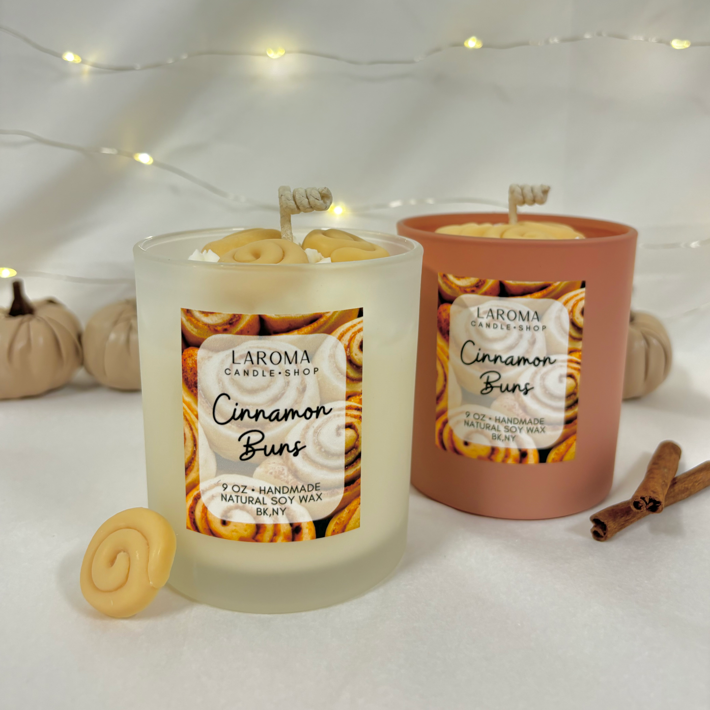 cinnamon bun dessert candle, cute fall candle gift