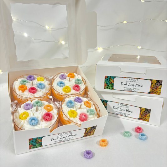 dessert candles, fruit loop candles, fake food, cereal, candle gift set, gift box