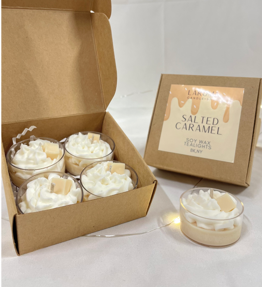 caramel dessert candles, mini whipped candles, salted caramel